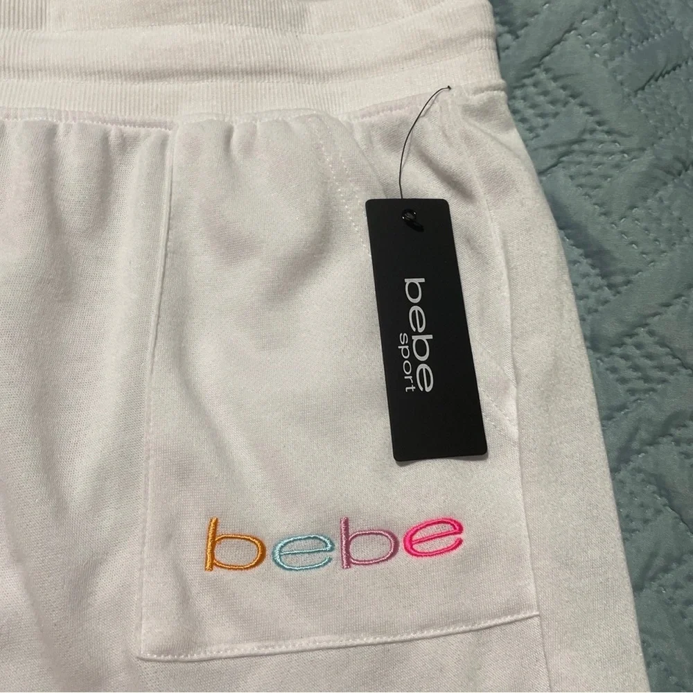 Bebe Sport Womens 3x Cotton Blend White Shorts - Picture 2 of 5
